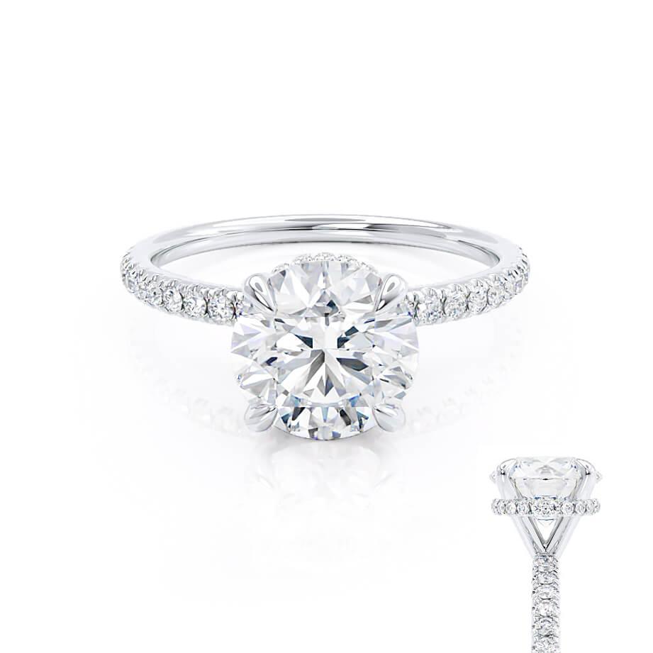 1 CT Round Hidden Halo & Pave Moissanite Engagement Ring