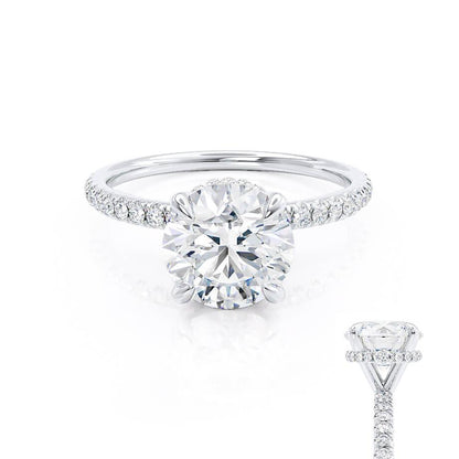 1 CT Round Hidden Halo & Pave Moissanite Engagement Ring