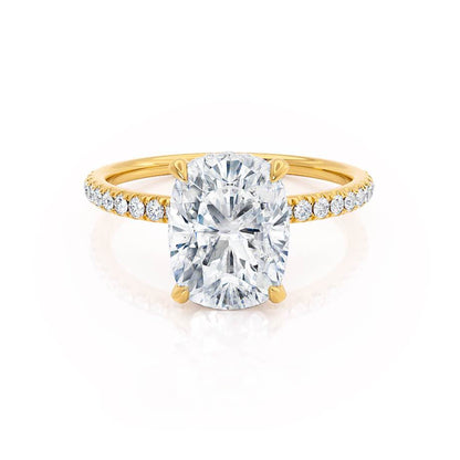 2.3 CT Elongated Cushion Hidden Halo & Pave Moissanite Engagement Ring