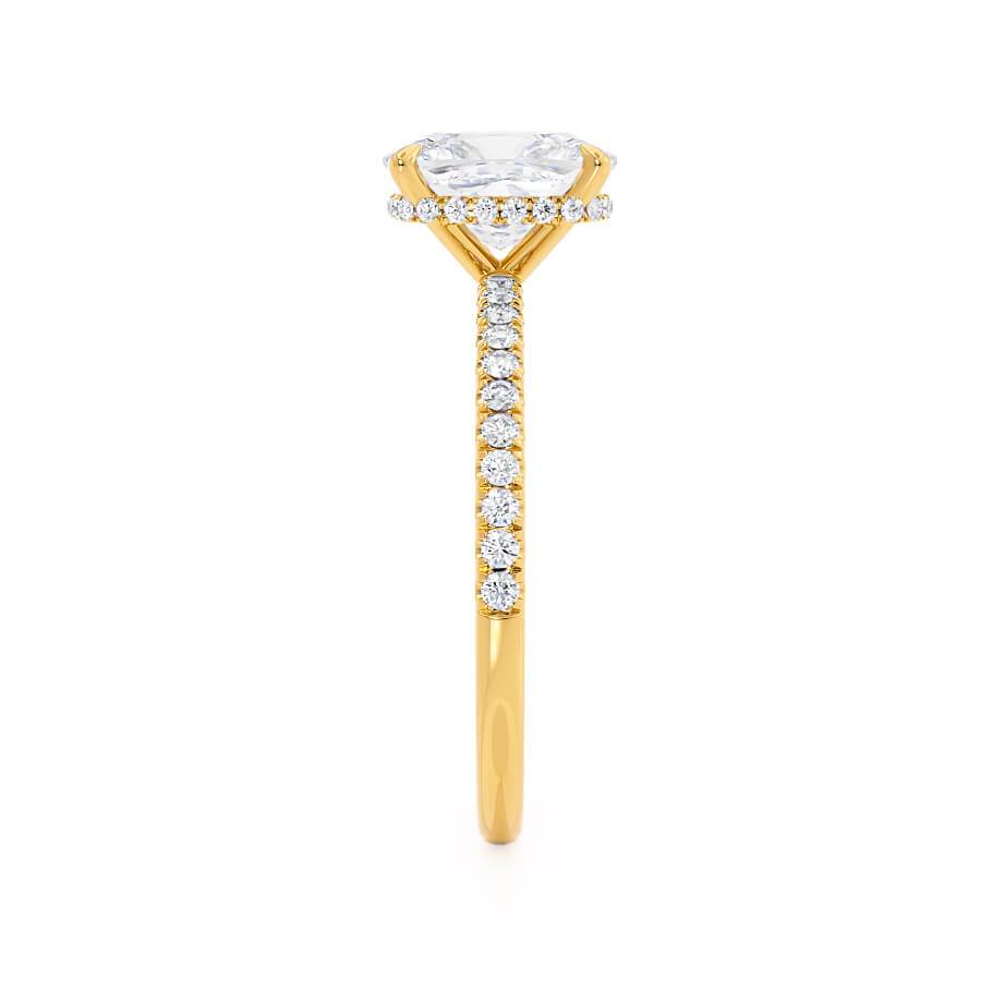 2.3 CT Elongated Cushion Hidden Halo & Pave Moissanite Engagement Ring