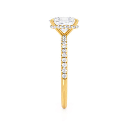 2.3 CT Elongated Cushion Hidden Halo & Pave Moissanite Engagement Ring