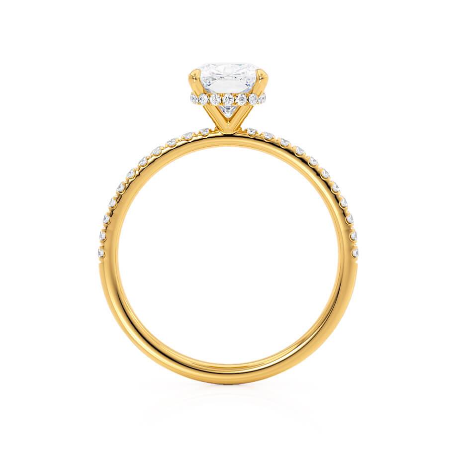 2.3 CT Elongated Cushion Hidden Halo & Pave Moissanite Engagement Ring