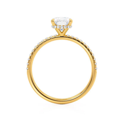 2.3 CT Elongated Cushion Hidden Halo & Pave Moissanite Engagement Ring