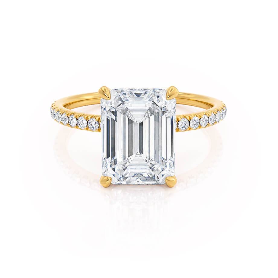 1.75 CT Emerald Hidden Halo & Pave Moissanite Engagement Ring