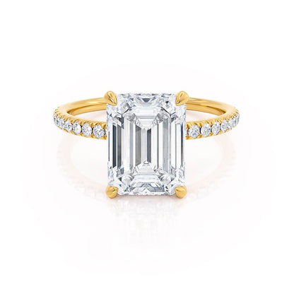 1.75 CT Emerald Hidden Halo & Pave Moissanite Engagement Ring