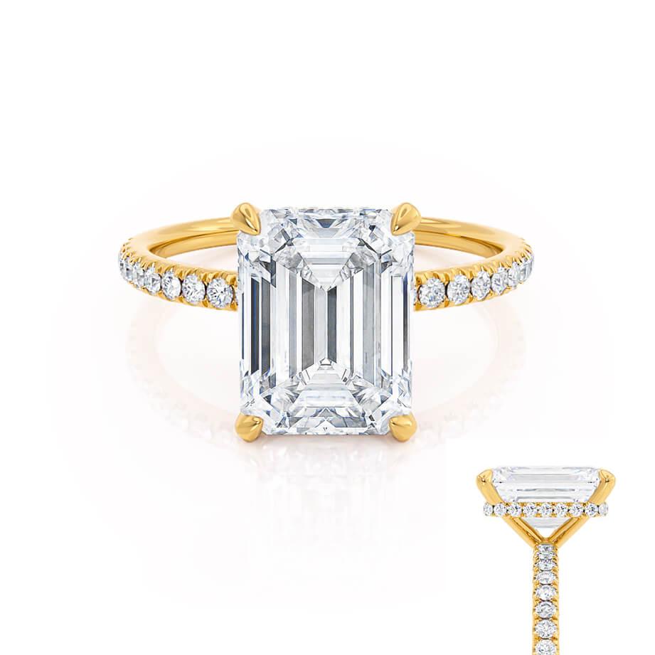 1.75 CT Emerald Hidden Halo & Pave Moissanite Engagement Ring