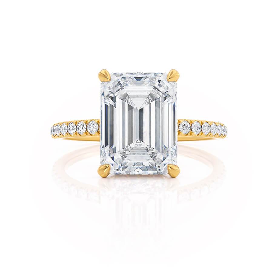 1.75 CT Emerald Hidden Halo & Pave Moissanite Engagement Ring