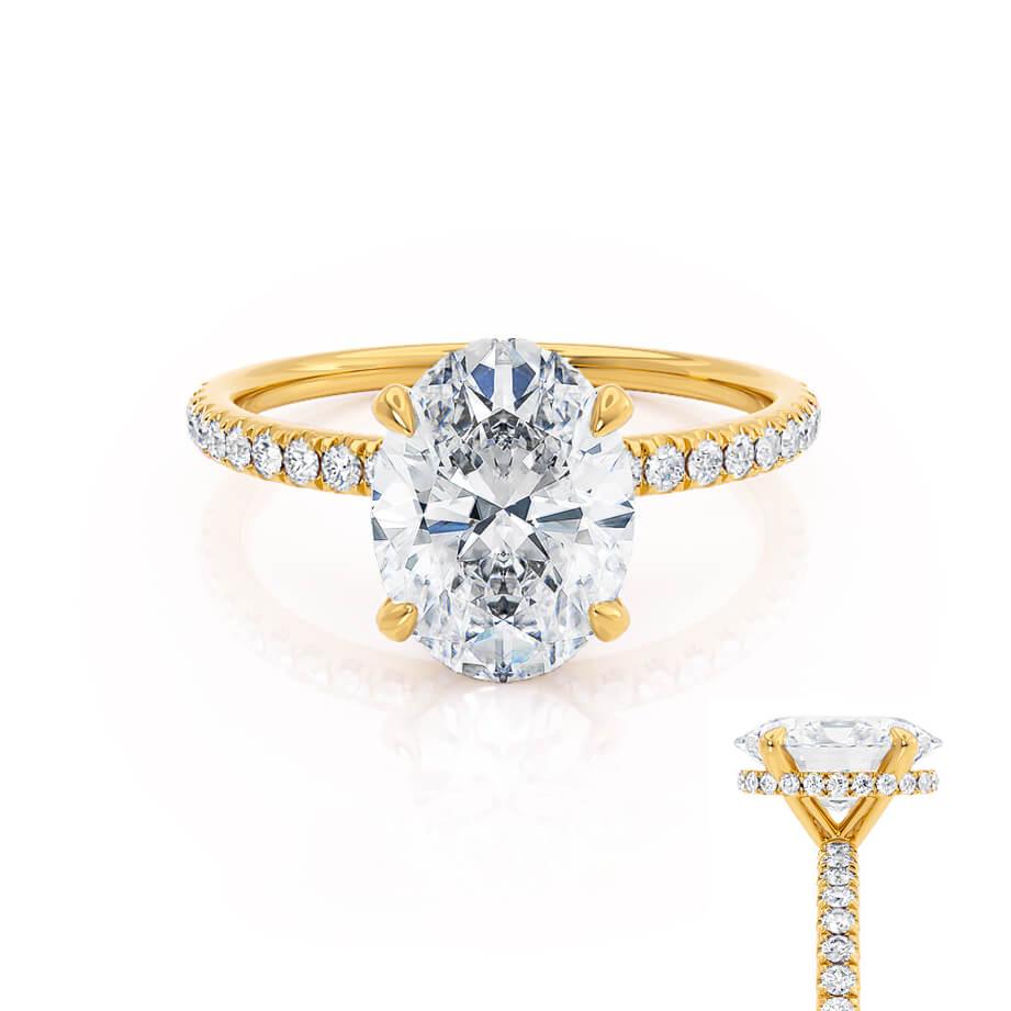 1.5 CT Oval Pave Moissanite Engagement Ring