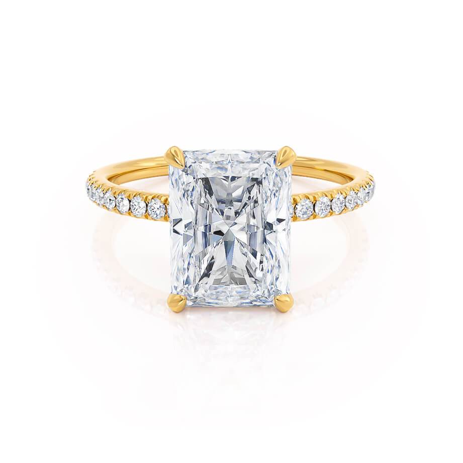 1.8 CT Radiant Hidden Halo & Pave Moissanite Engagement Ring