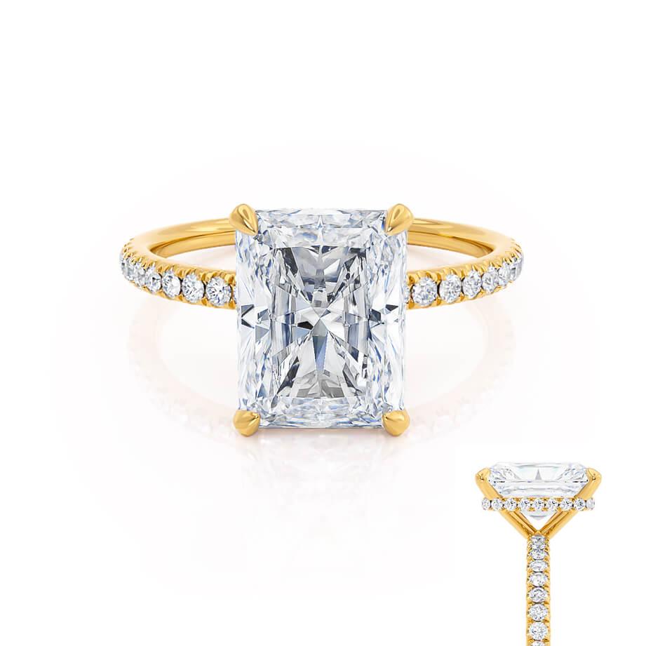1.8 CT Radiant Hidden Halo & Pave Moissanite Engagement Ring
