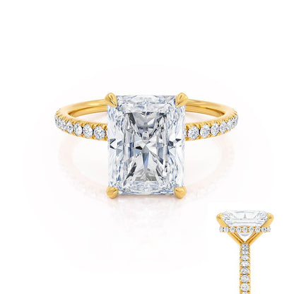 1.8 CT Radiant Hidden Halo & Pave Moissanite Engagement Ring