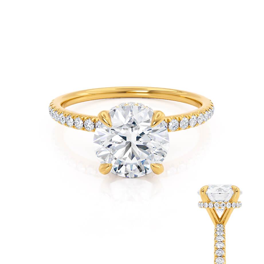 1 CT Round Hidden Halo & Pave Moissanite Engagement Ring