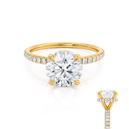 1 CT Round Hidden Halo & Pave Moissanite Engagement Ring