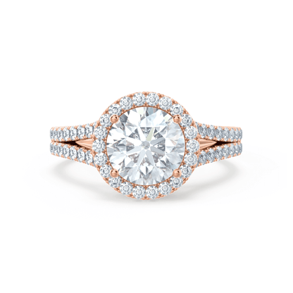 1 CT Round Halo & Pave Moissanite Engagement Ring