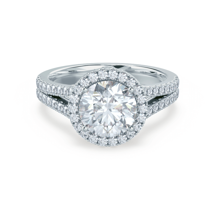 1 CT Round Halo & Pave Moissanite Engagement Ring