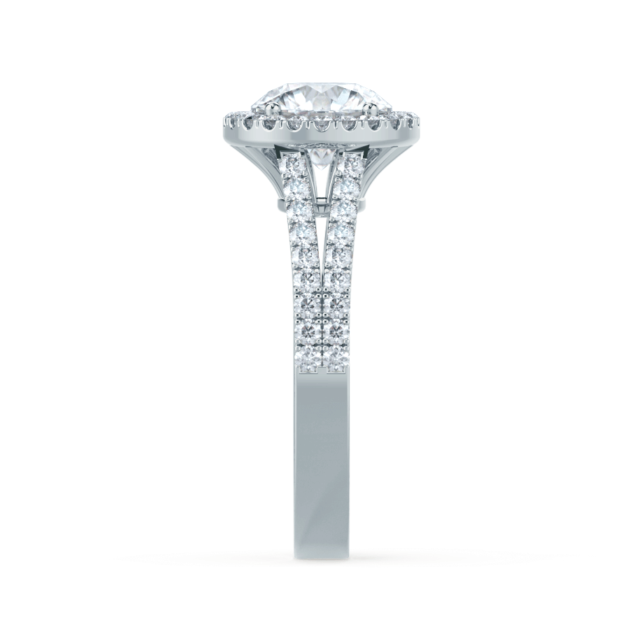 1 CT Round Halo & Pave Moissanite Engagement Ring