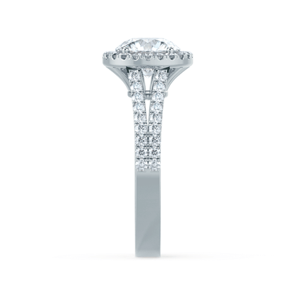1 CT Round Halo & Pave Moissanite Engagement Ring