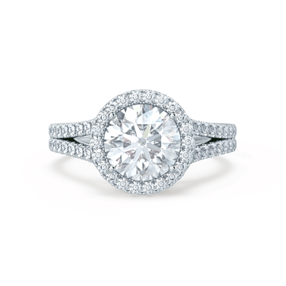 1 CT Round Halo & Pave Moissanite Engagement Ring