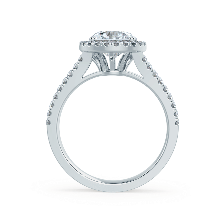 0.5 CT Round Split Shank, Halo & Pave Moissanite Engagement Ring