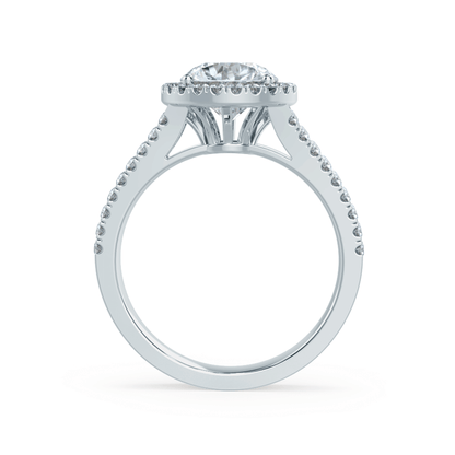 0.5 CT Round Split Shank, Halo & Pave Moissanite Engagement Ring