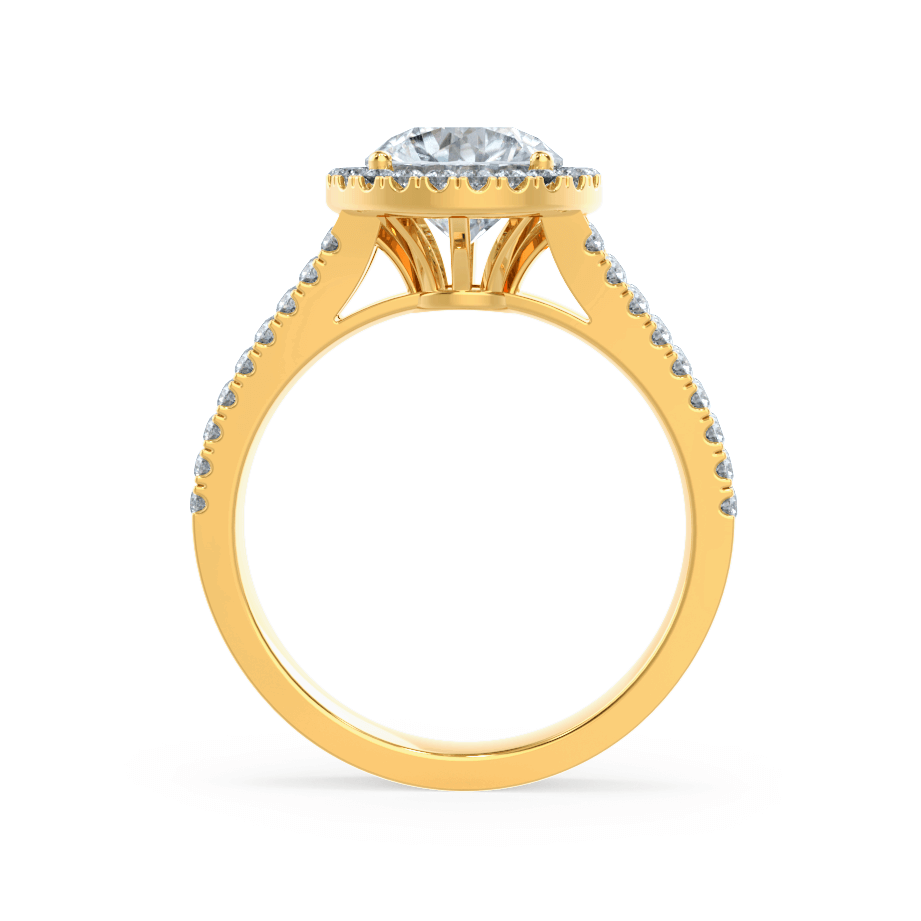 1 CT Round Halo & Pave Split Shank  Moissanite Engagement Ring