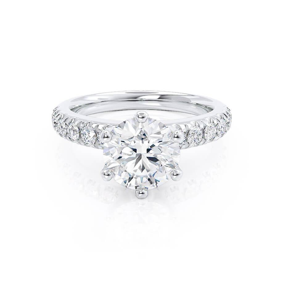 1.9 CT Round Pave Moissanite Engagement Ring