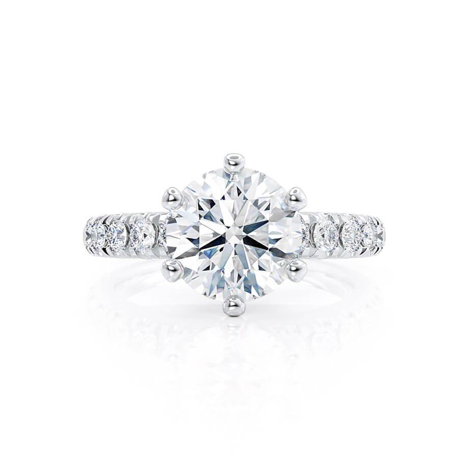 1.9 CT Round Pave Moissanite Engagement Ring