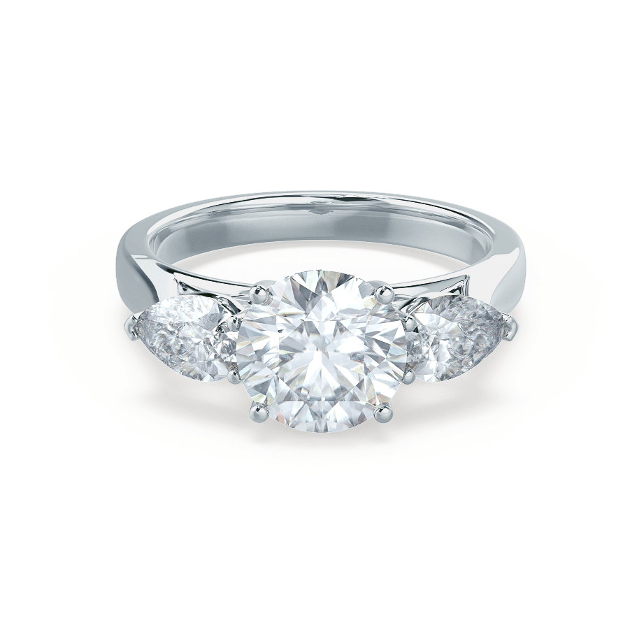 1 CT Round Three Stone Moissanite Engagement Ring