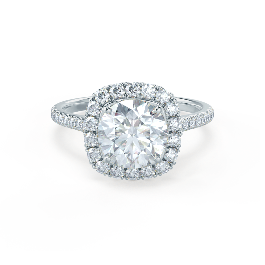 1 CT Round Halo & Pave Moissanite Engagement Ring