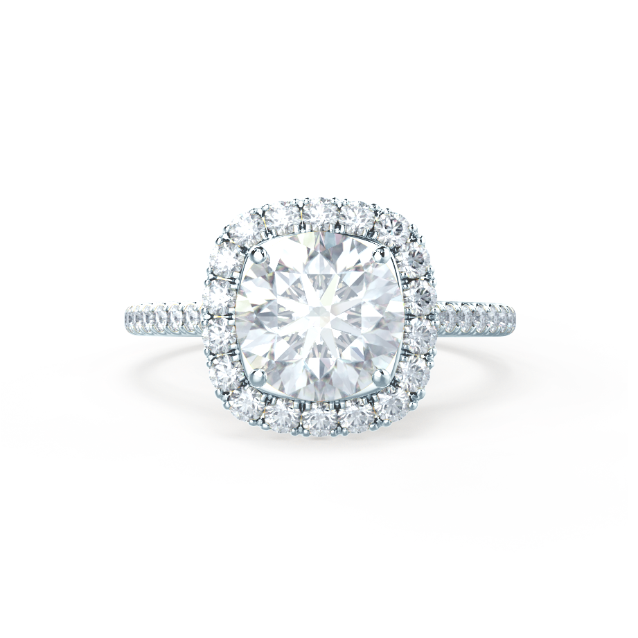 1 CT Round Halo & Pave Moissanite Engagement Ring