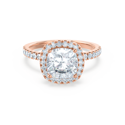 1.3 CT Cushion Halo & Pave Moissanite Engagement Ring