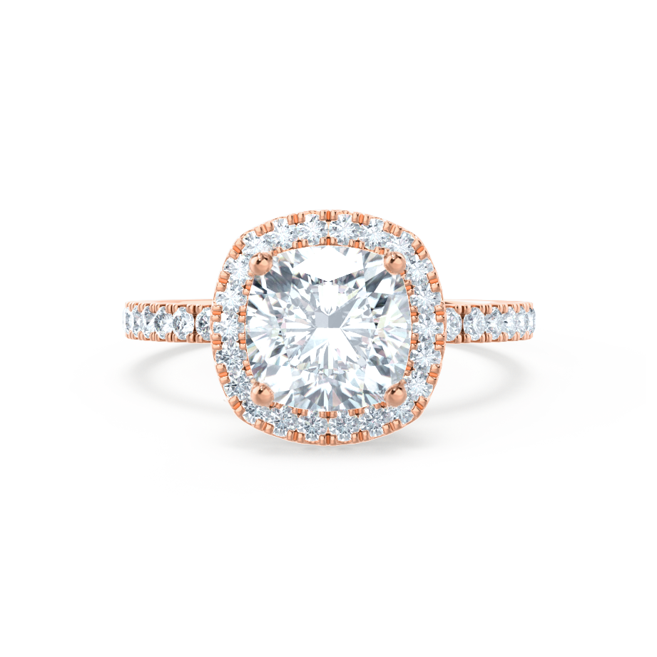 1.3 CT Cushion Halo & Pave Moissanite Engagement Ring