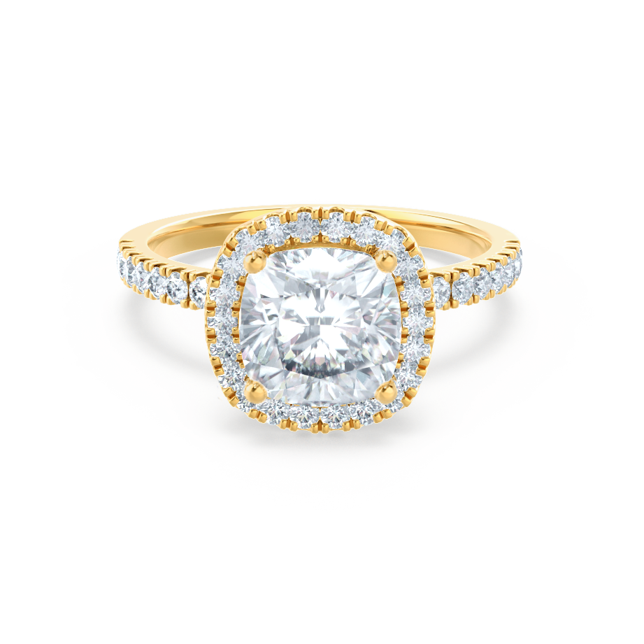 1.7 CT Cushion Halo & Pave Moissanite Engagement Ring