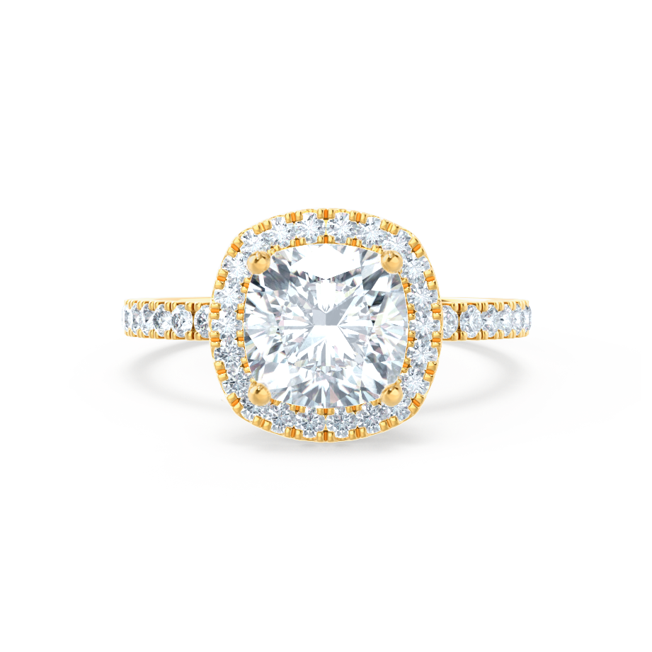 1.7 CT Cushion Halo & Pave Moissanite Engagement Ring