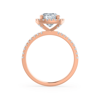 1.3 CT Cushion Halo & Pave Moissanite Engagement Ring