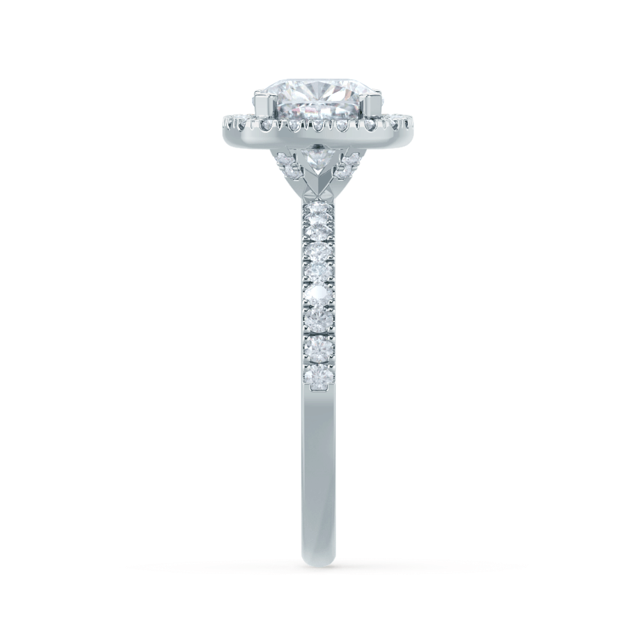 1.3 CT Cushion Halo & Pave Moissanite Engagement Ring