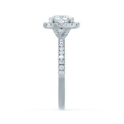 1.3 CT Cushion Halo & Pave Moissanite Engagement Ring