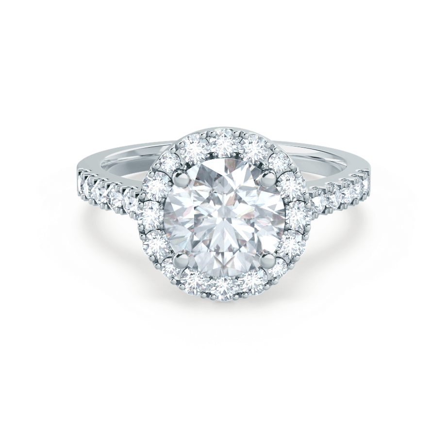 0.8 CT Round Halo & Pave Moissanite Engagement Ring