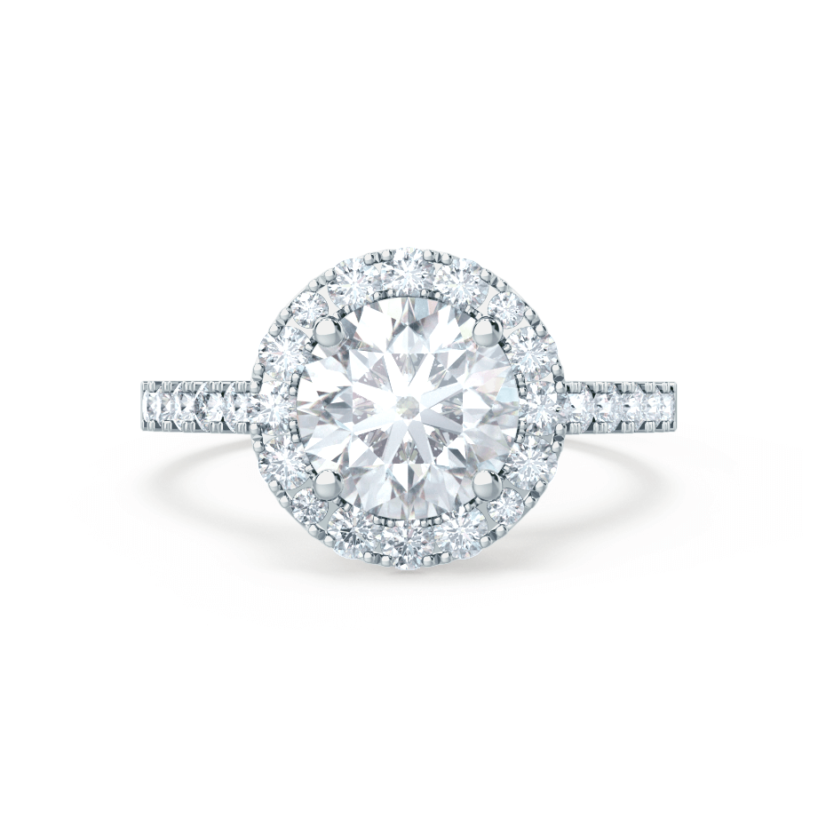 0.8 CT Round Halo & Pave Moissanite Engagement Ring