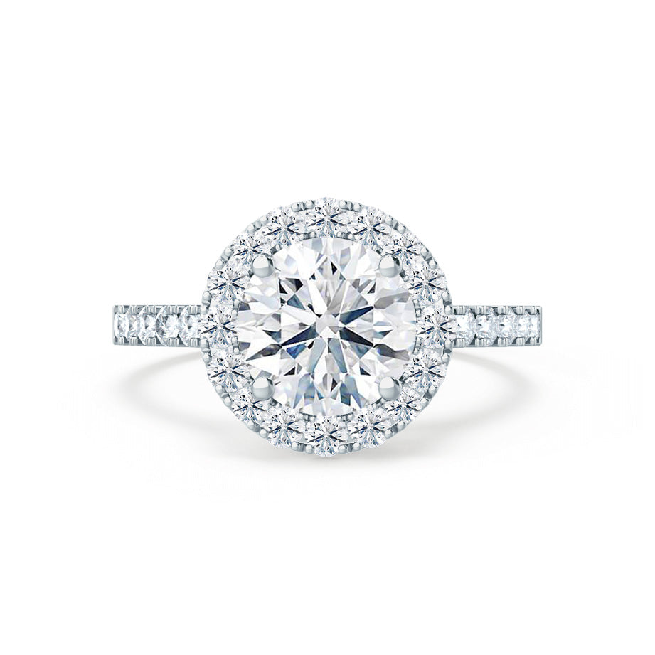 0.8 CT Round Halo & Pave Moissanite Engagement Ring