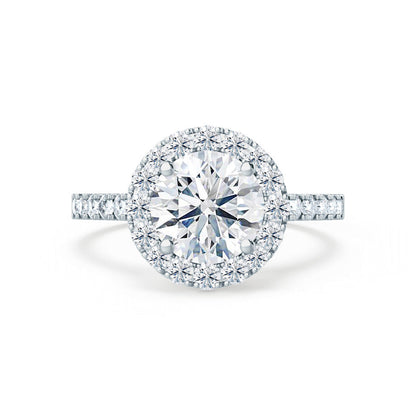 0.8 CT Round Halo & Pave Moissanite Engagement Ring