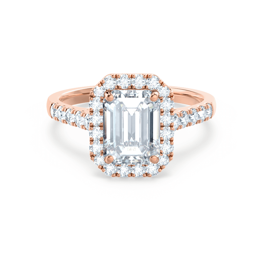 1.01 CT Emerald Halo & Pave Moissanite Engagement Ring