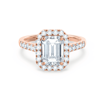 1.01 CT Emerald Halo & Pave Moissanite Engagement Ring