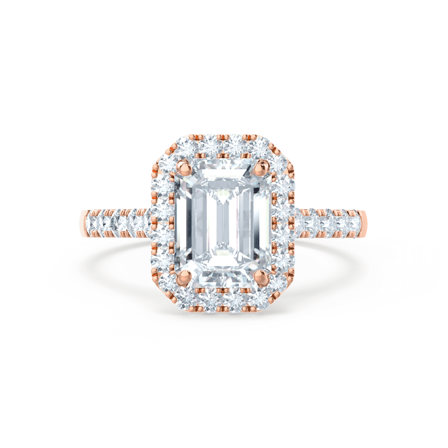 1.01 CT Emerald Halo & Pave Moissanite Engagement Ring