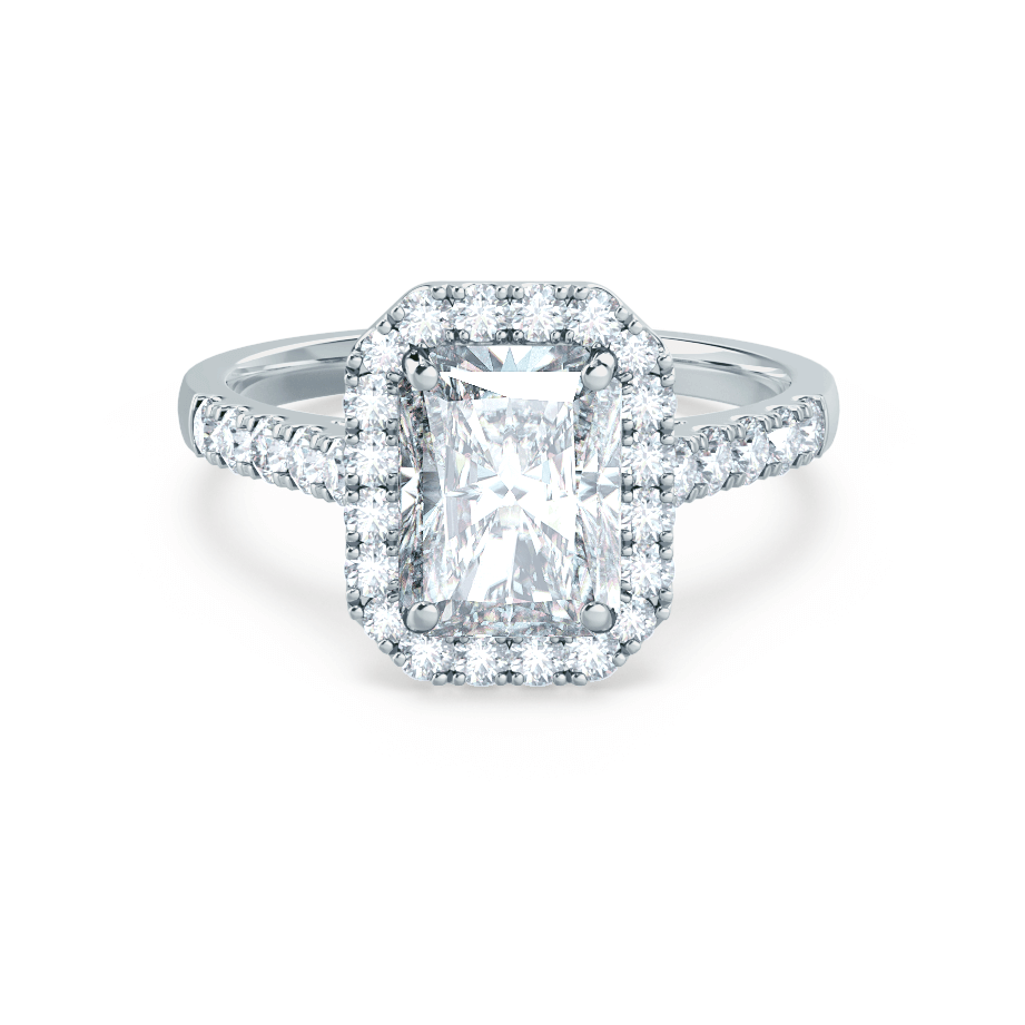 0.7 CT Radiant Halo & Pave Moissanite Engagement Ring