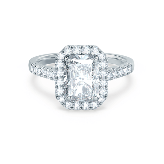 0.7 CT Radiant Halo & Pave Moissanite Engagement Ring