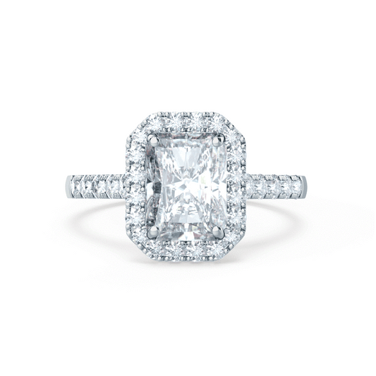 1.2 CT Radiant Halo & Pave Moissanite Engagement Ring