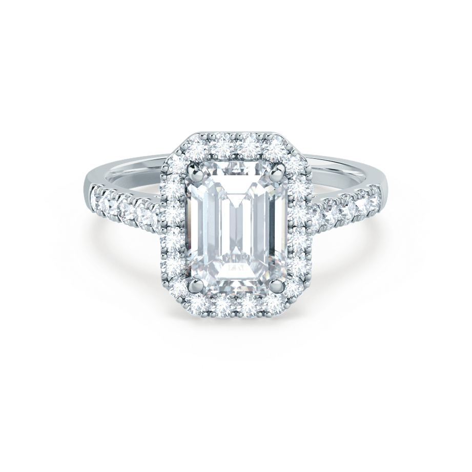 1.75 CT Emerald Halo & Pave Moissanite Engagement Ring