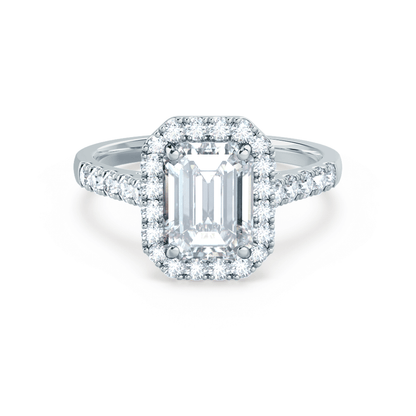 1.75 CT Emerald Halo & Pave Moissanite Engagement Ring