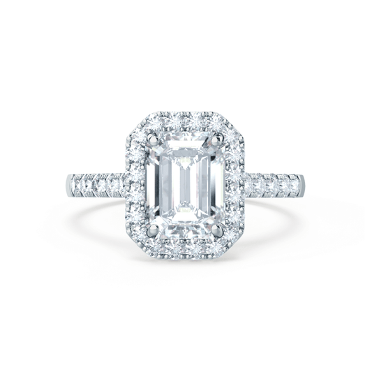 1.75 CT Emerald Halo & Pave Moissanite Engagement Ring